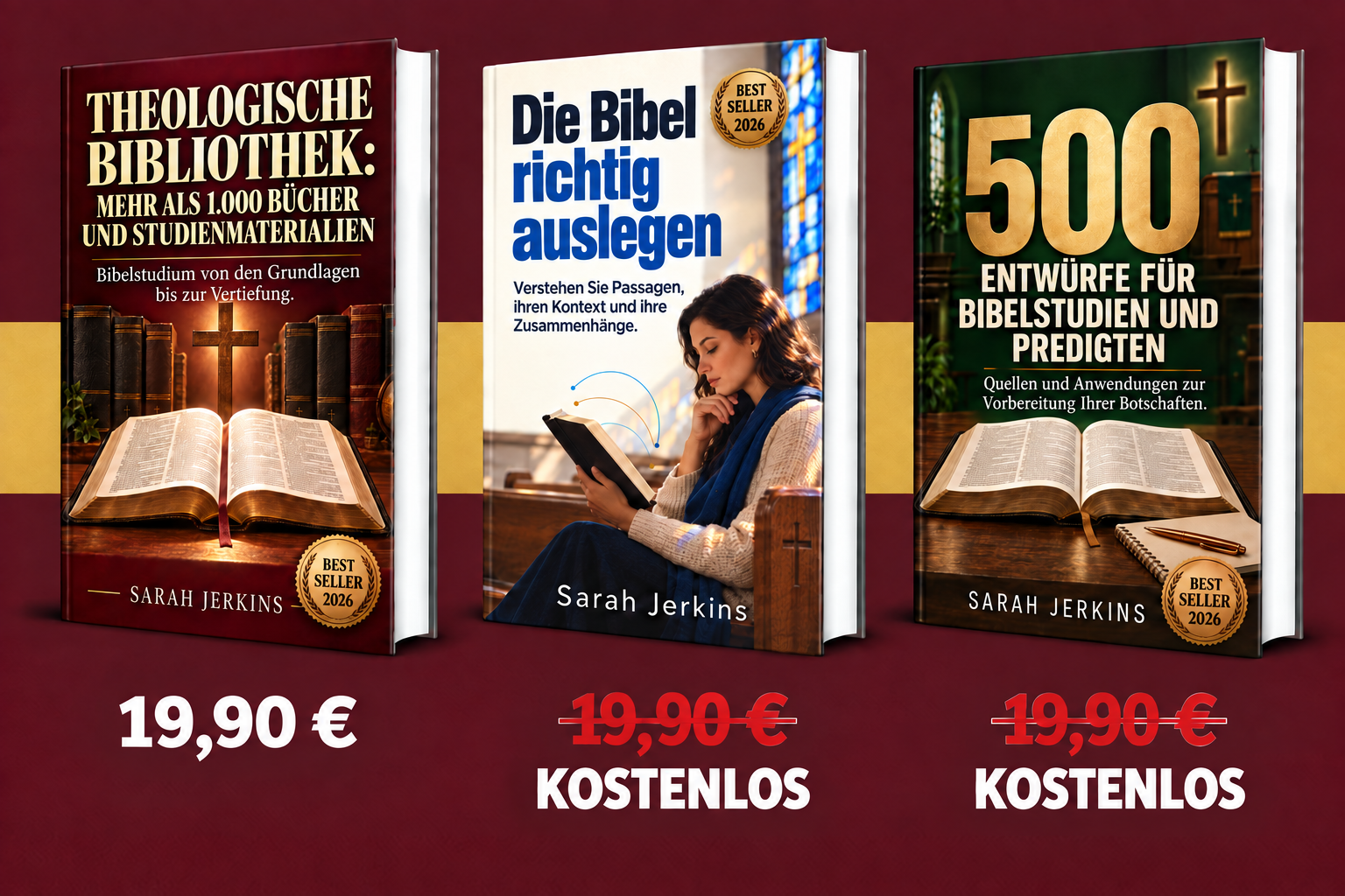 Theologische Bibliothek: mehr als 1.000 Bücher und Studienmaterialien + Die Bibel richtig auslegen + 500 Entwürfe für Bibelstudien und Predigten