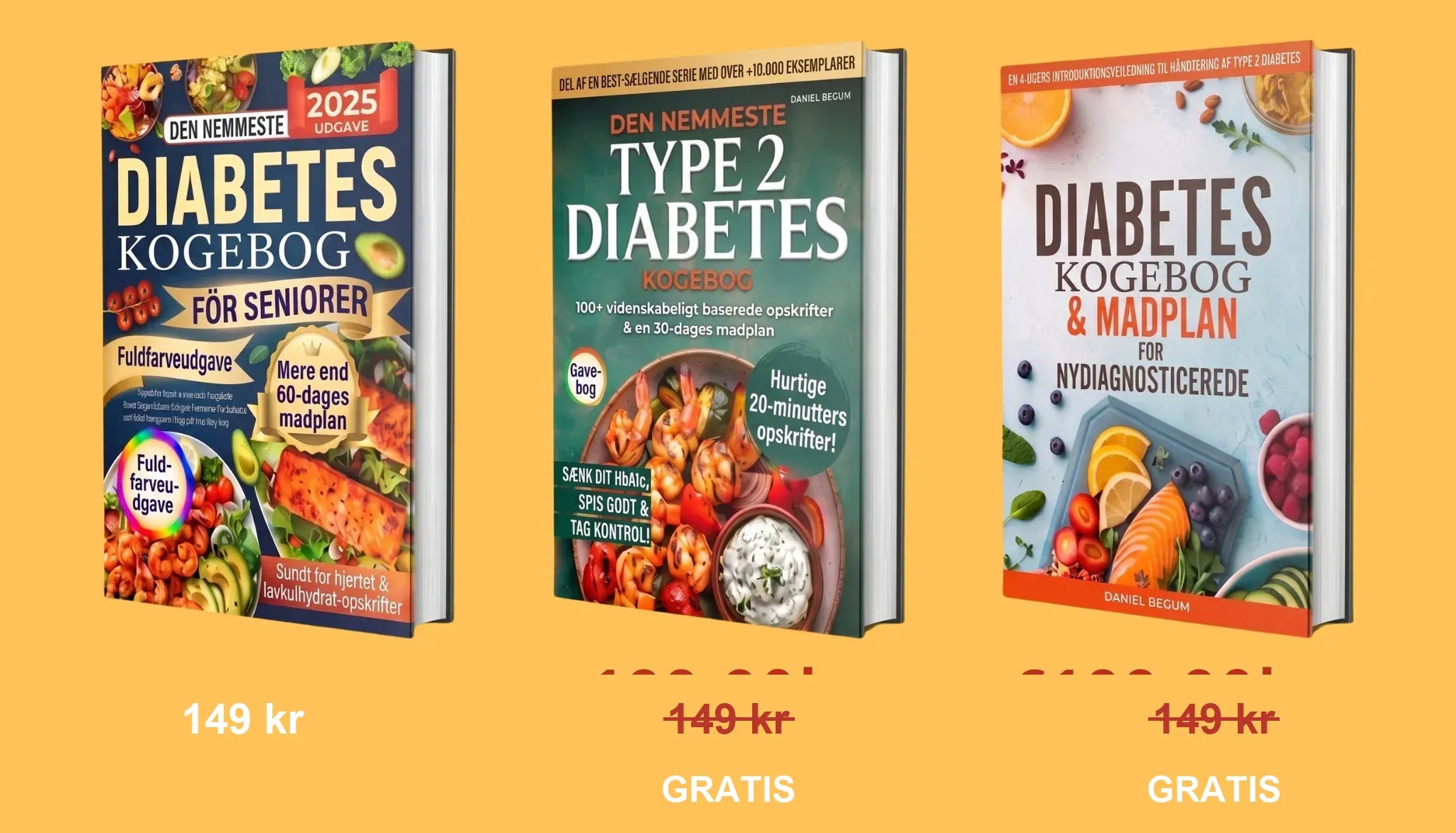 Pakke med 3 bøger – Kost for diabetikere