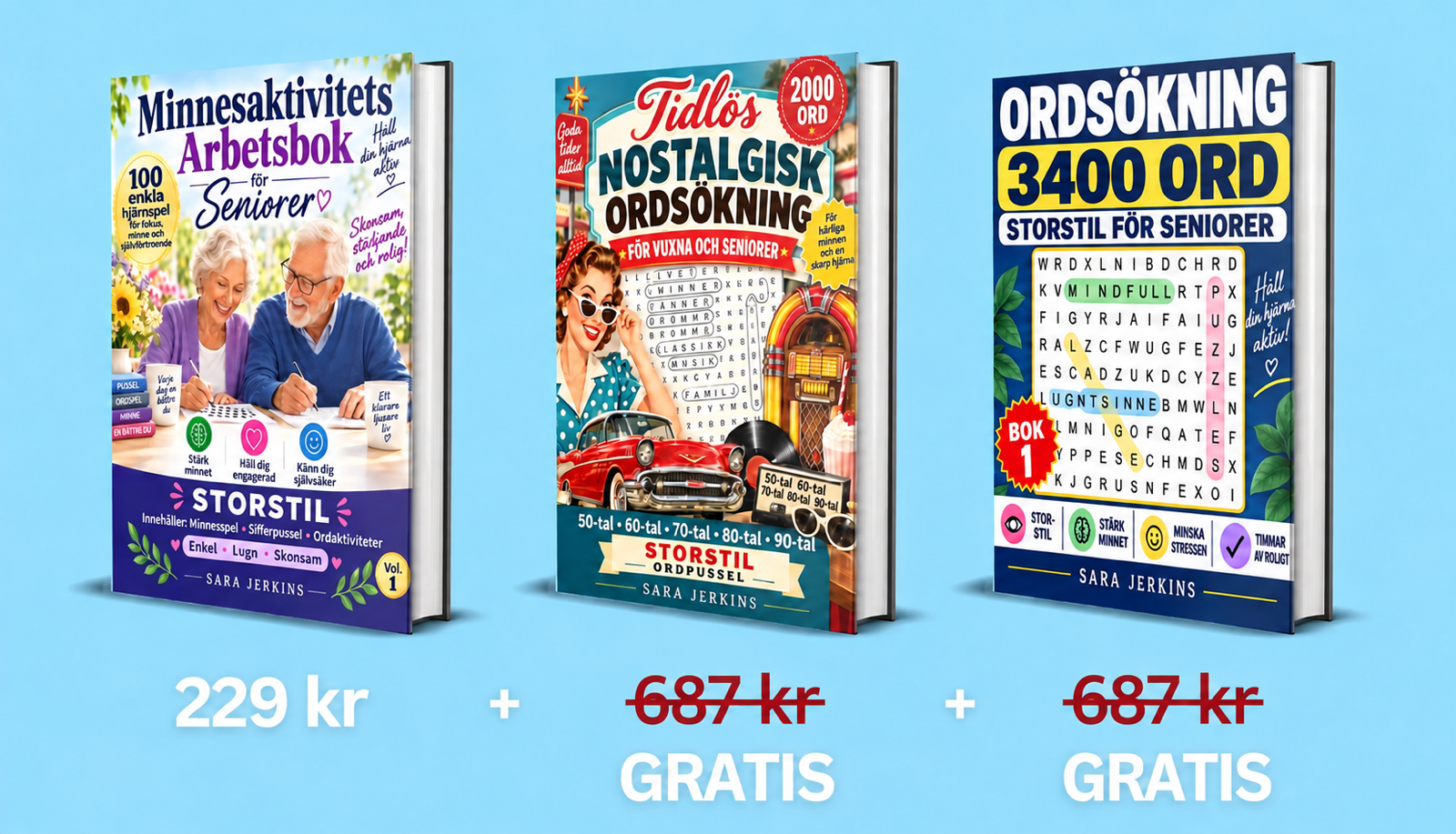 Arbetsbok med minnesaktiviteter för seniorer + 2 bonusar